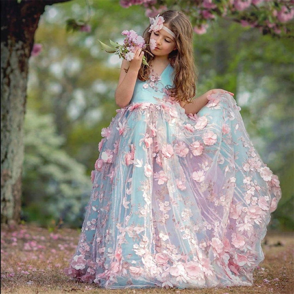 공주 핑크 꽃 소녀 드레스 2022 로브 양재 키즈 미인 대회 드레스 맞춤 제작 페르시 가운 여자 최초의 친교 드레스